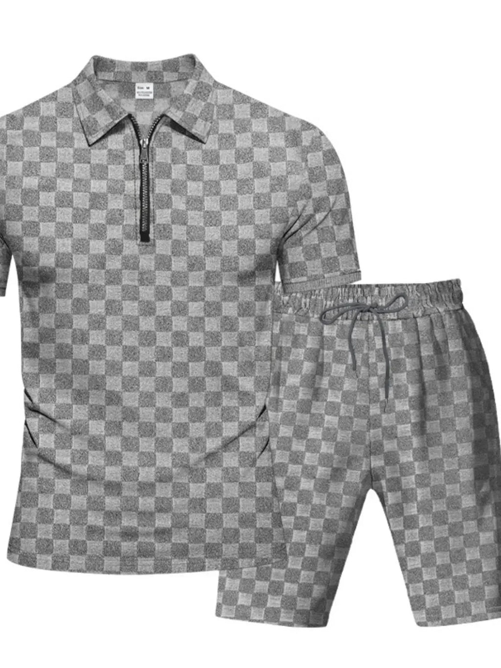 Men's Full Size Quarter Zip Short Sleeve Top and Shorts Set