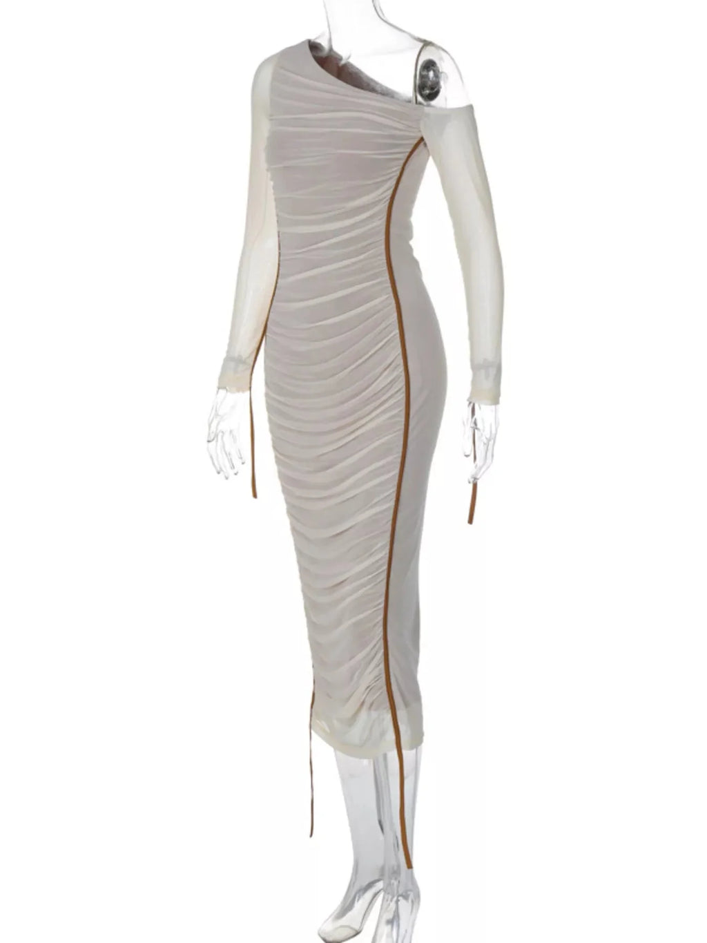 One-Shoulder Ruched Bodycon Midi Dress