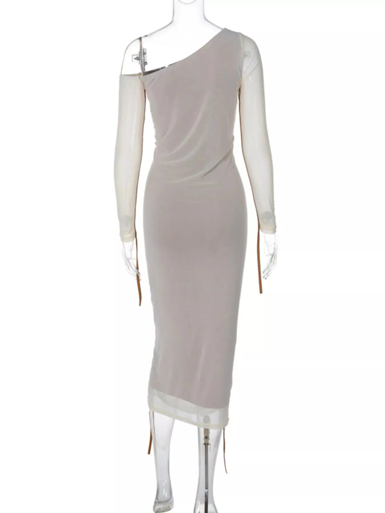 One-Shoulder Ruched Bodycon Midi Dress
