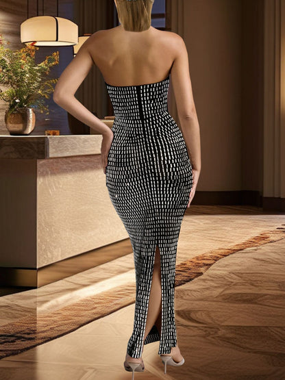 Rhinestone Fashion Tube Maxi Dress
