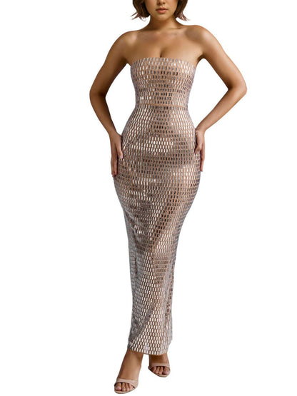 Rhinestone Fashion Tube Maxi Dress
