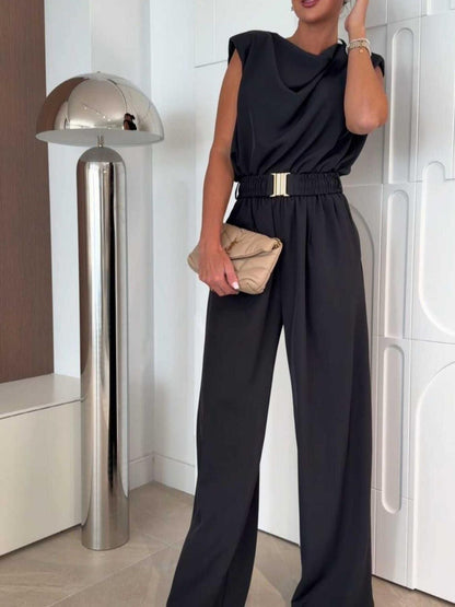 Fashionable Trendy Sleeveless Wide Leg Jumpsuit