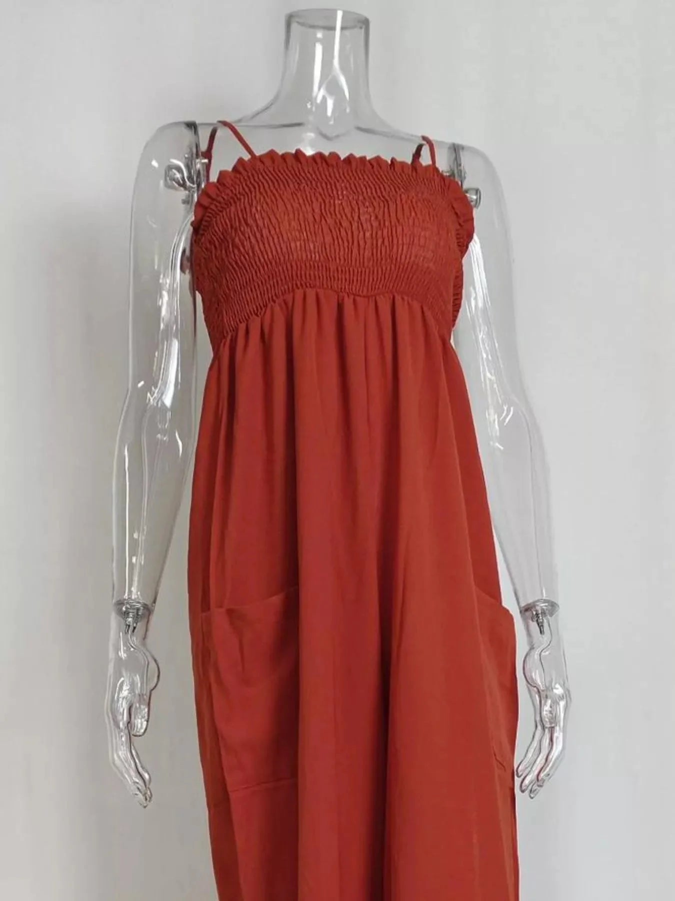 Fashionable Smocked Tube Wide Leg Jumpsuit