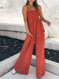 Fashionable Smocked Tube Wide Leg Jumpsuit