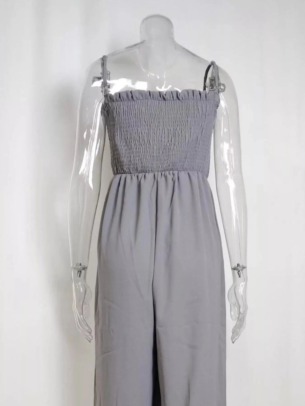 Fashionable Smocked Tube Wide Leg Jumpsuit