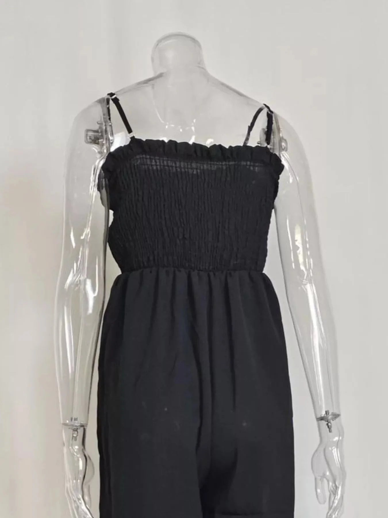 Fashionable Smocked Tube Wide Leg Jumpsuit