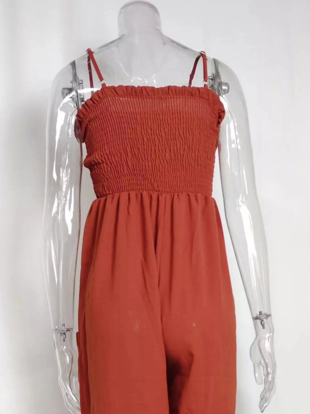 Fashionable Smocked Tube Wide Leg Jumpsuit