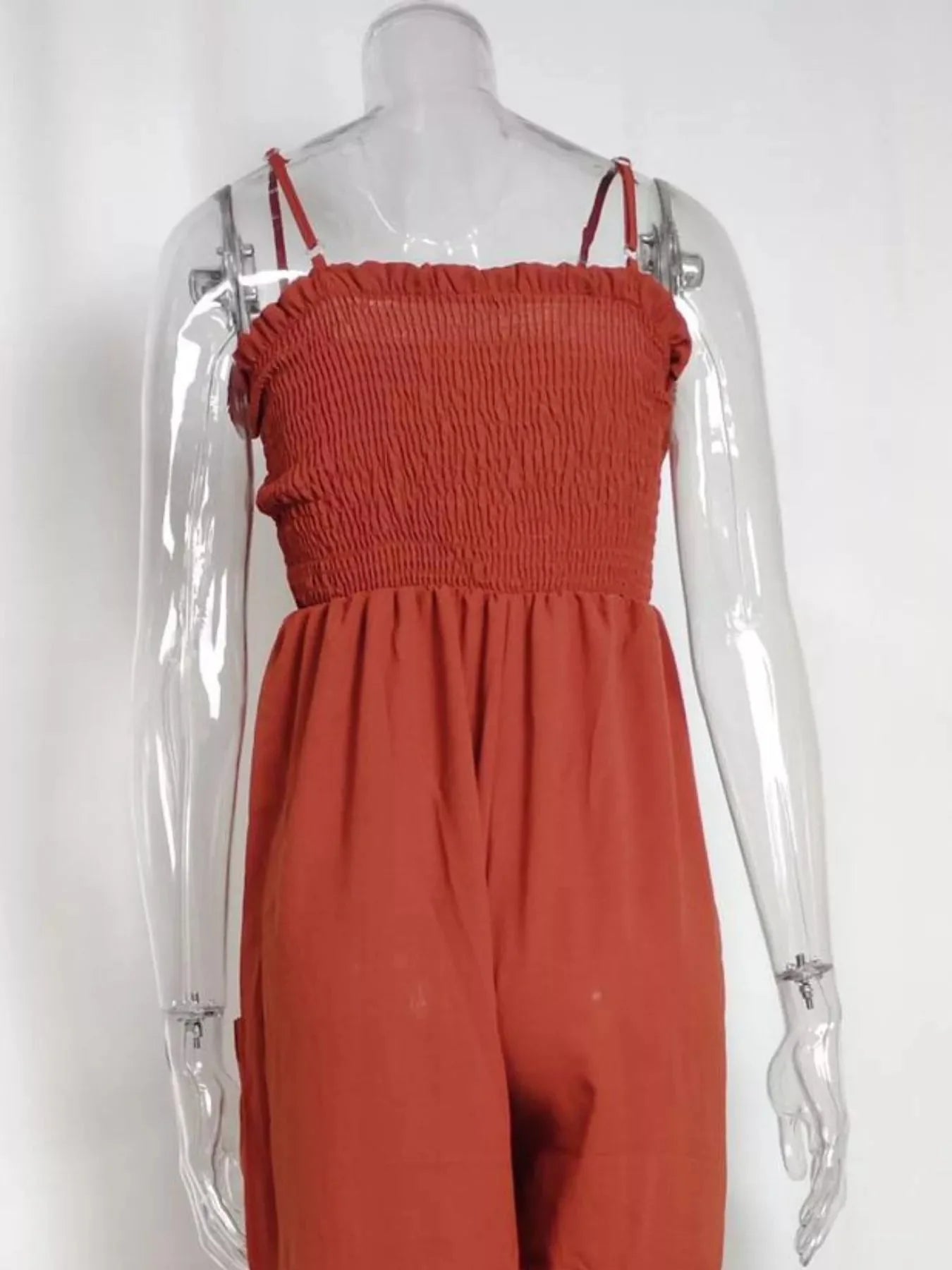 Fashionable Smocked Tube Wide Leg Jumpsuit
