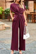 Fashionable Sleeve Knot Waist Shift Jumpsuit