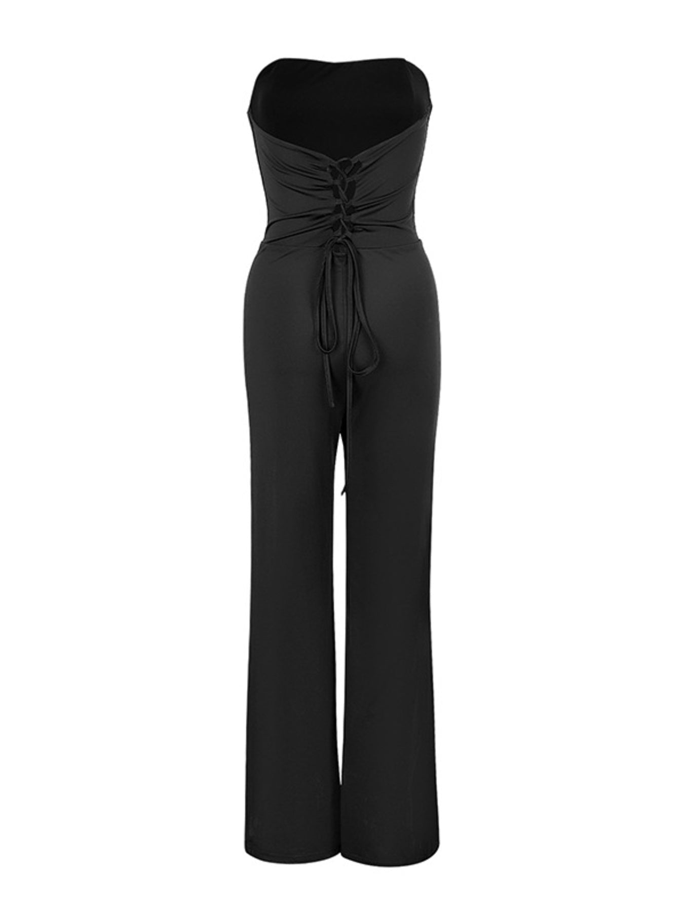 Strapless Fashion Lace-Up Back Jumpsuit
