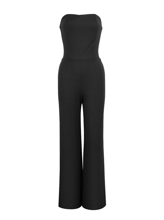 Strapless Fashion Lace-Up Back Jumpsuit