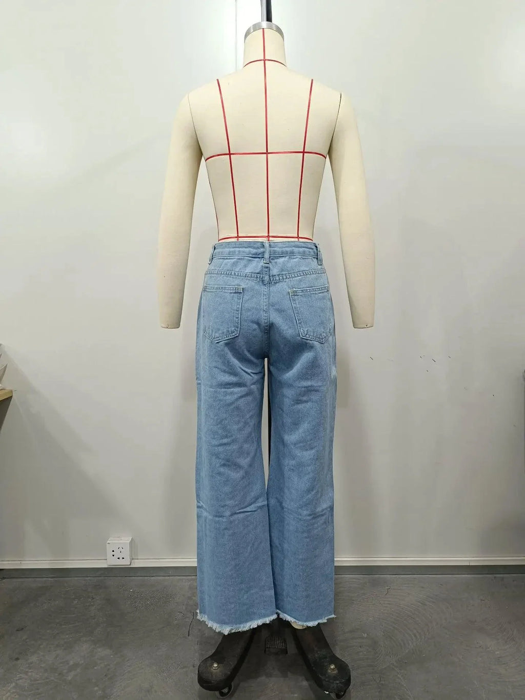 Burnt Flower High Waist Jeans - Trendy Women's Casual Denim Trousers for Spring/Summer