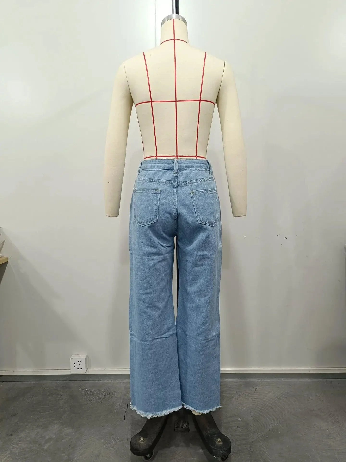 Burnt Flower High Waist Jeans - Trendy Women's Casual Denim Trousers for Spring/Summer