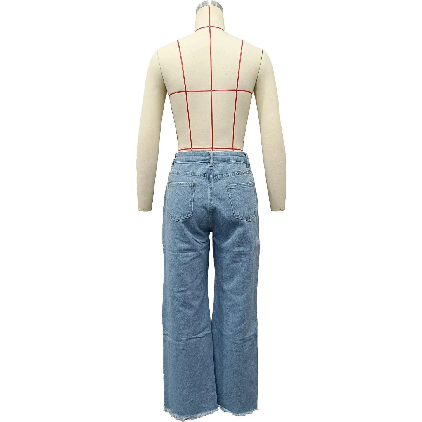 Burnt Flower High Waist Jeans - Trendy Women's Casual Denim Trousers for Spring/Summer