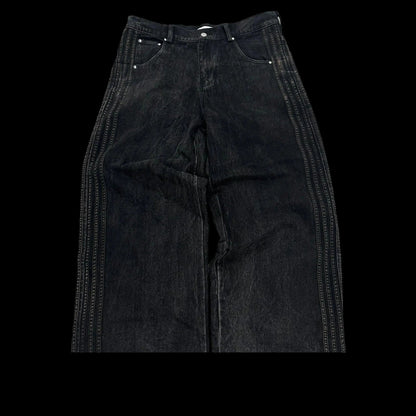 Y2K Baggy Jeans Harajuku vintage Striped Embroidered high quality Sweatpants men women Hip Hop Casual wide leg jeans streetwear